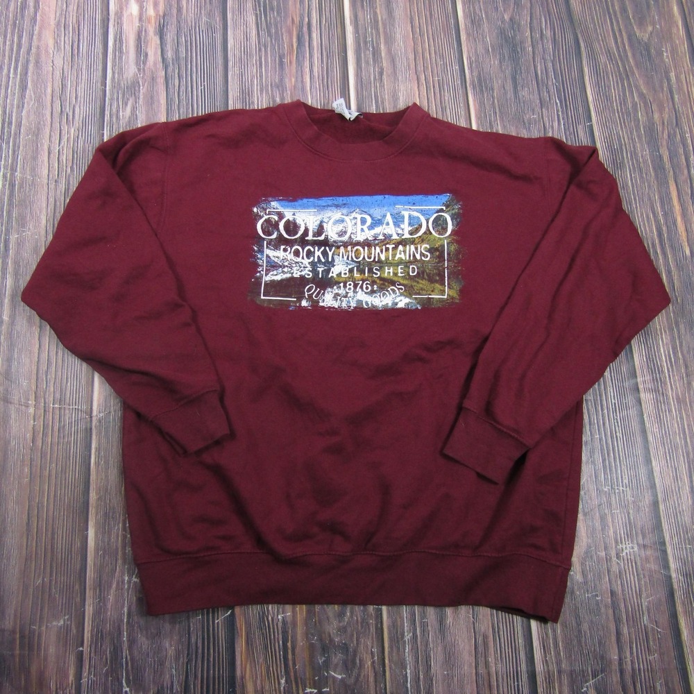 Prairie Mountain Sweatshirt Mens Large Red Fleece Colorado Rocky Mountains